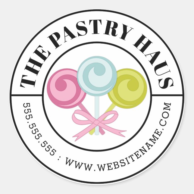 Sticker Rond Style moderne Cake Pops Candy Texte Courbé (Devant)