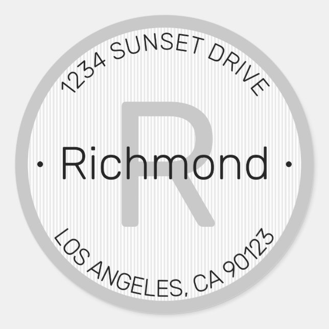 Sticker Rond Style moderne | White Black & Grey Adresse de reto (Devant)