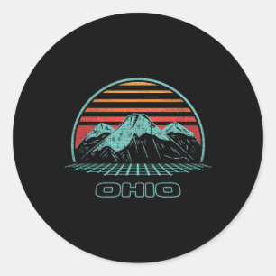 Sticker Rond Style Ohio Retro Mountain Randonnées 80s