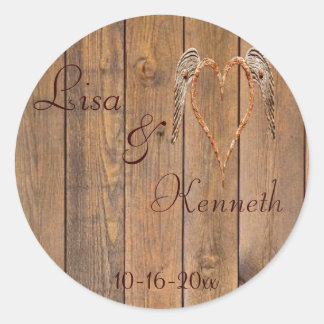Sticker Rond Style rustique Angel ailes Mariage