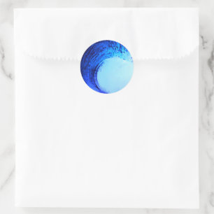 Sticker Rond style surf cool Blue Wave
