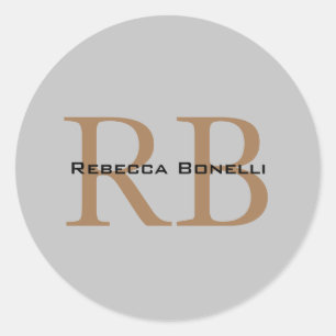 Sticker Rond Style tendance Monogramme minimaliste Plain Ajoute