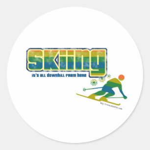 Sticker Rond Style vintage de ski