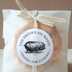 Sticker Rond Style Vintage  Merci de l'événement de rôti de 