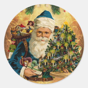 Sticker Rond Style vintage St Nicolas (Père Noël) Noël