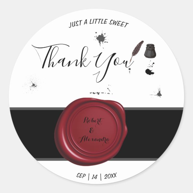Sticker Rond Stylo et Merci Inkwell pour Mariage à venir (Devant)