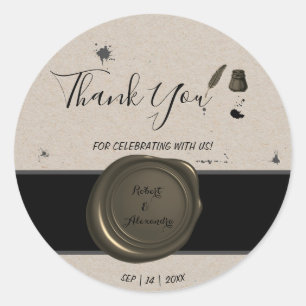 Sticker Rond Stylo et Merci Inkwell pour Mariage à venir