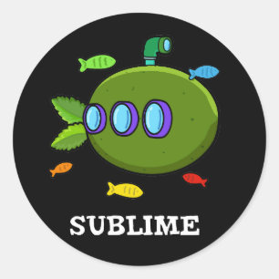 Sticker Rond Sublime Funky Sous-marin Fruit Lime Pun Dark BG