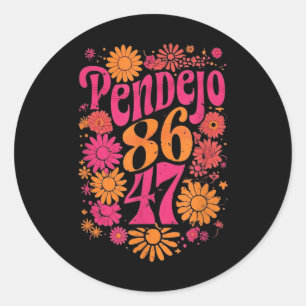 Sticker Rond Subtile Super Retro Pendejo Floral Anti-Trump