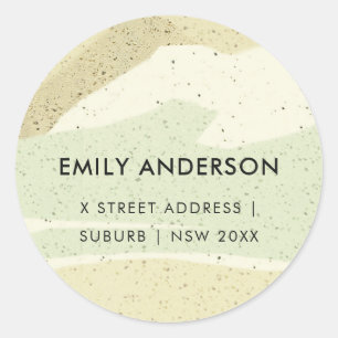 STICKER ROND SUBTLE AQUA GRAY MODERNE VAGUES D'ART ABSTRAIT ADR