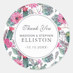 Sticker Rond Succulent bohème et floral   MERCI
