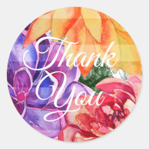 Sticker Rond Succulentes de mariage en couleurs vives et vibran