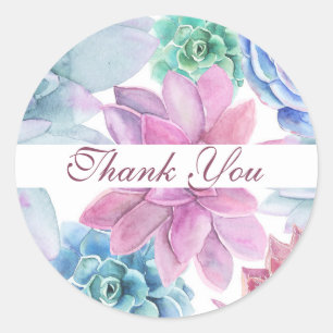 Sticker Rond Succulentes Mariage Chic Marbré Fête Cadeau