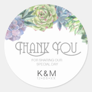Sticker Rond Succulents et Mariage étincelant ID515