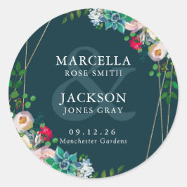 Sticker Rond Succulents et Mariage Gold Chic