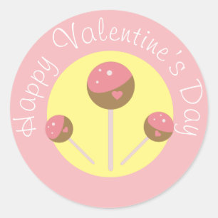 Sticker Rond Sucettes Gâteaux de la Saint-Valentin Rose  Ronde 