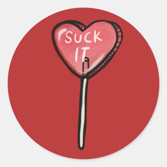 Sticker Rond Suck it Anti Valentine Heart Sucker (Devant)