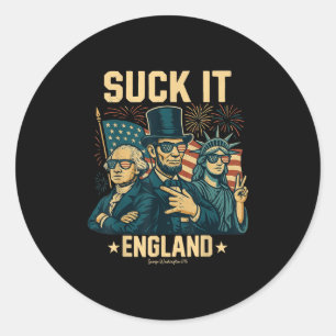 Sticker Rond Suck It England Funny George Washington 1776 États
