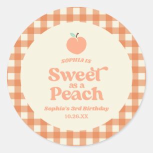 Sticker Rond Sucré Comme Fruit Peach Pink Orange Anniversaire