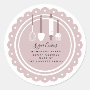 Sticker Rond Sucre Cookies Boulangerie Logo Aliments maison