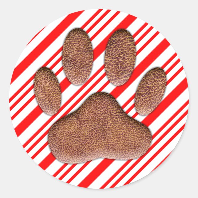 Sticker Rond Sucre de canne d'empreintes digitales de chien en  (Devant)