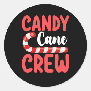 Sticker Rond Sucre de canne Équipage de Noël Famille de vacance