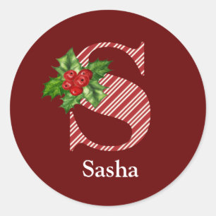 Sticker Rond Sucre de canne et monogramme Holly S