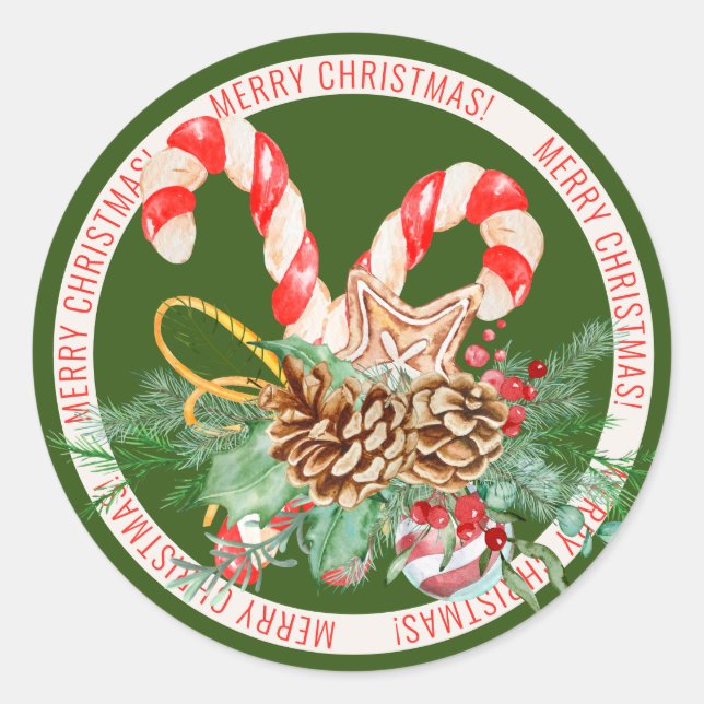 Sticker rond sucre de canne Joyeux Noël (Devant)