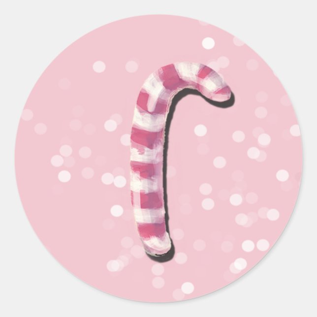 Sticker Rond Sucre de canne rose sangliers de Noël (Devant)