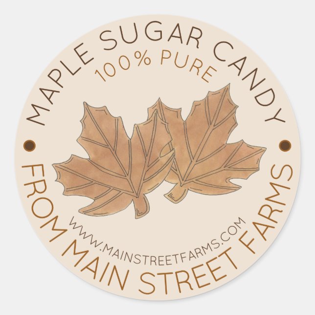 Sticker Rond Sucre d'érable biologique pure maison Vermont (Devant)