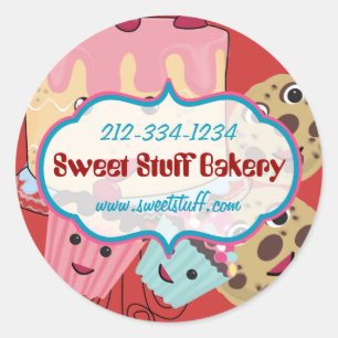 Sticker Rond Sucré Gâteau biscuits et boulangerie CupcakeSticke
