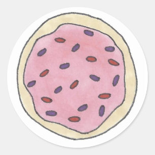 Sticker Rond Sucre rose congelé Cookie Saupoudrer Boulangerie B