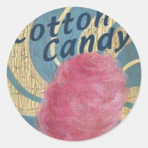 Sticker Rond Sucrerie de coton rose