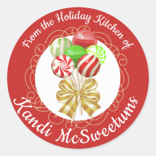 Sticker Rond Sucrerie de lucette de Noël de la cuisine de