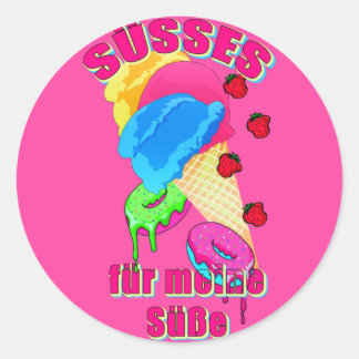 Sticker Rond SUCRERIES pour ma douce glace fraise beige beige