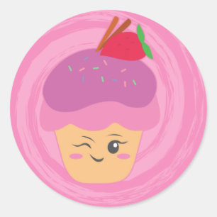 Sticker Rond Sucres - Cupcakes !