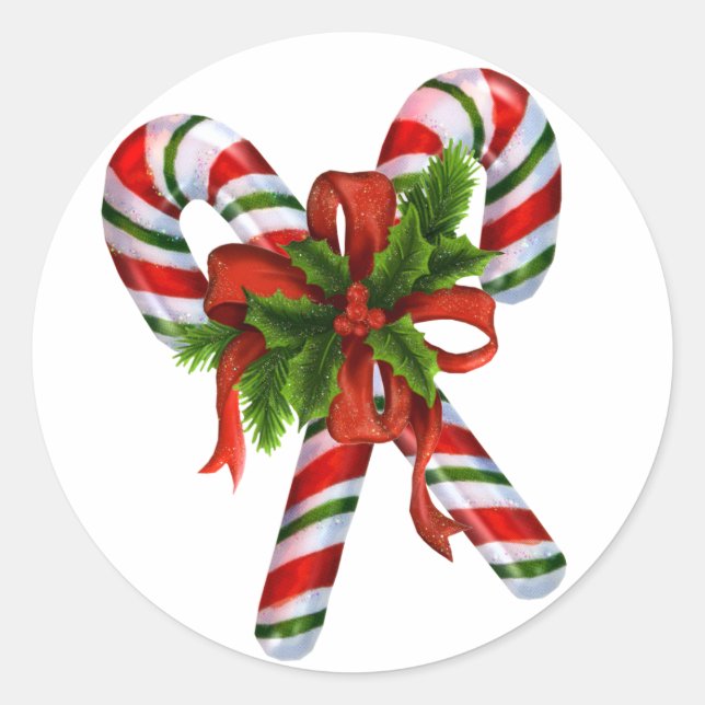 Sticker Rond Sucres de canne blanc rouge et vert (Devant)