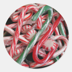 Sticker Rond Sucres de canne et menthe de Noël