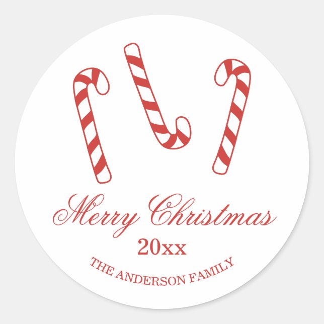 Sticker Rond Sucres de canne rouges et blancs doux Noël (Devant)