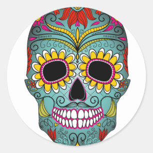 Sticker Rond Sucrez le jour de crâne des morts avec les