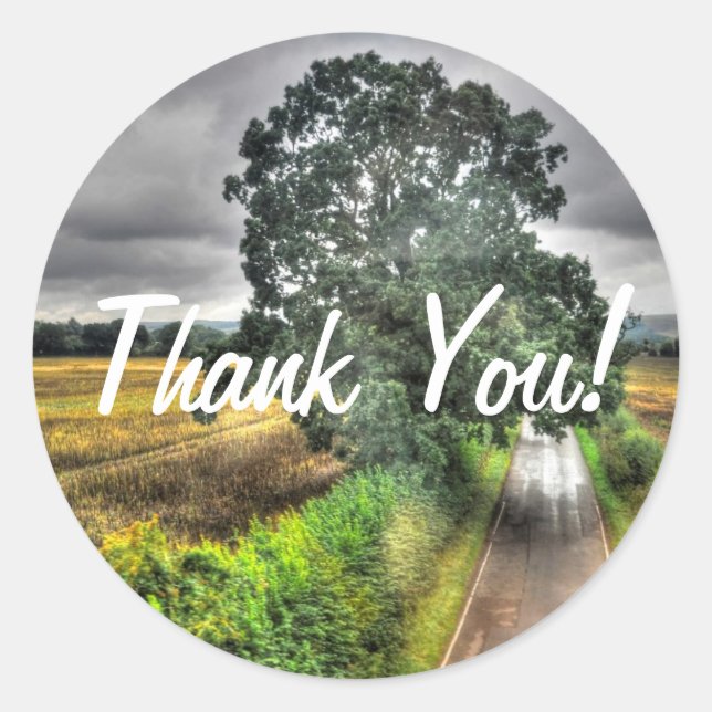 Sticker Rond Sud de l'Angleterre Country Road Merci (Devant)