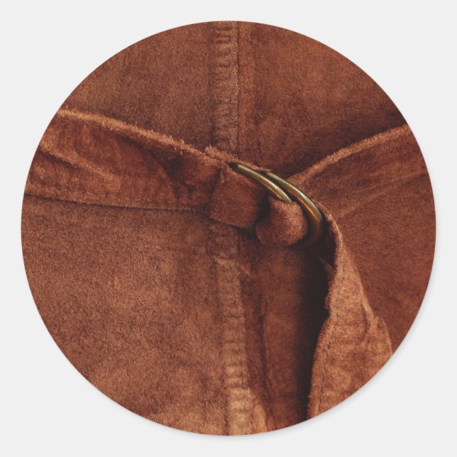 Sticker Rond Suède Brown Avec Sangle Et Boucle (Devant)
