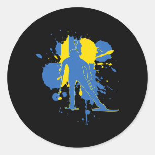 Sticker Rond Suède Drapeau Biathloniste - Biathlon suédois 1