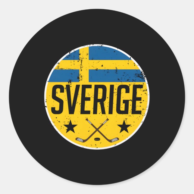 Sticker Rond Suède Drapeau de hockey sur glace Jersey Supporter (Devant)
