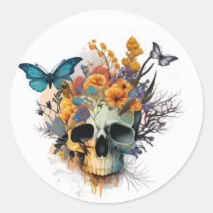 Sticker Rond Sugar Skull Day of the Dead