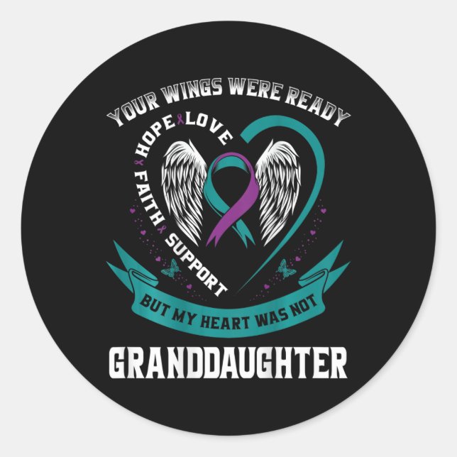 Sticker Rond Suicide Awareness In Memory Of My Granddaughter Ck (Devant)
