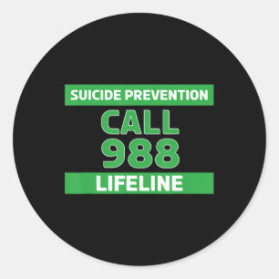 Sticker Rond Suicide Awareness - Prevention Lifeline 988  