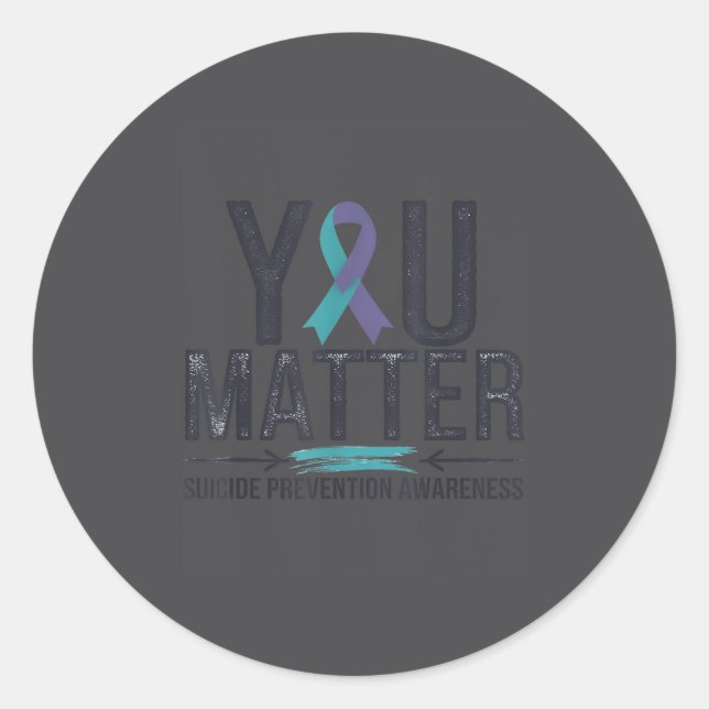 Sticker Rond Suicide Prevention Awareness Teal &amp; Purple Rib (Devant)