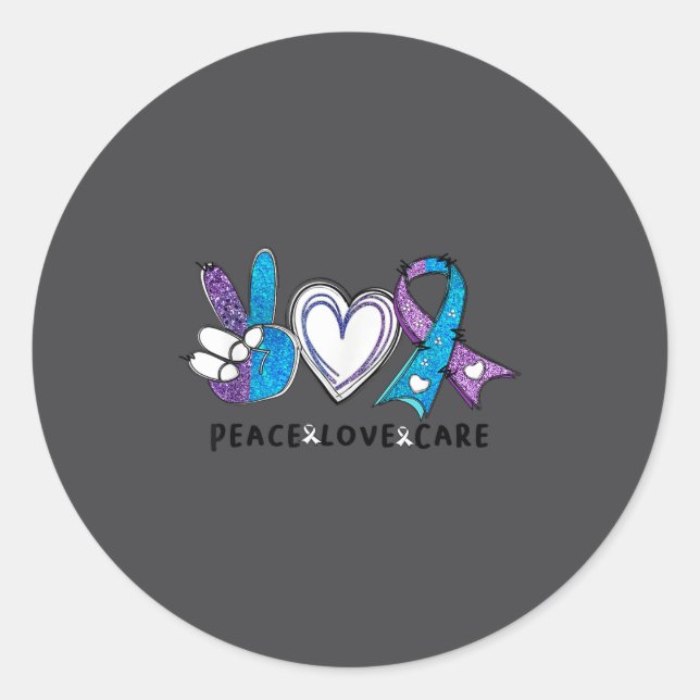 Sticker Rond Suicide Prevention Awareness Teal &amp; Purple Rib (Devant)