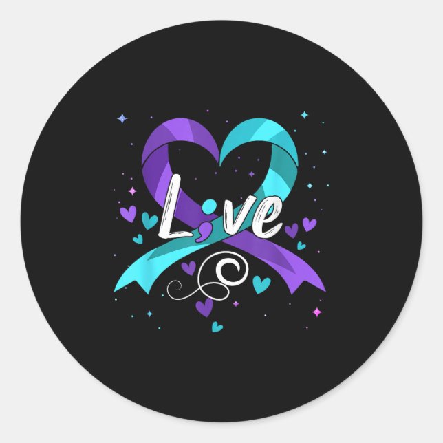 Sticker Rond Suicide Prevention - Semicolon Suicide Awareness R (Devant)